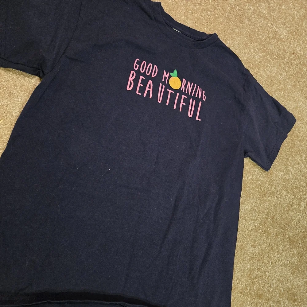 Good Morning Beautiful Black T-Shirt Bayside Skillet Ocean City Maryland - Picture 4 of 8